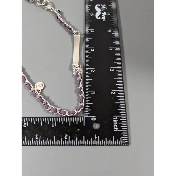 Premier Designs Wrap Bracelet Purple Woven Chain Love Hope Faith Charm22" - Picture 6 of 6